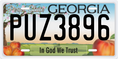GA license plate PUZ3896