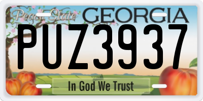 GA license plate PUZ3937