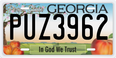 GA license plate PUZ3962