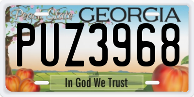 GA license plate PUZ3968