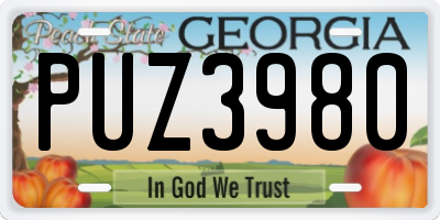 GA license plate PUZ3980