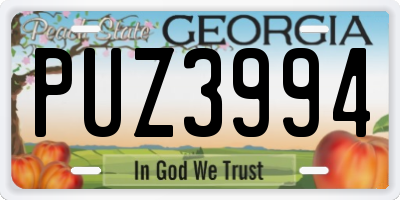 GA license plate PUZ3994