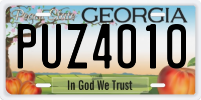 GA license plate PUZ4010