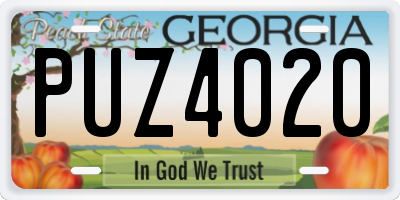 GA license plate PUZ4020