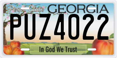 GA license plate PUZ4022