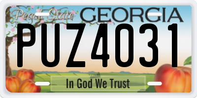 GA license plate PUZ4031