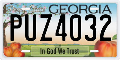 GA license plate PUZ4032