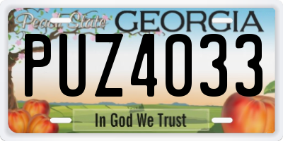 GA license plate PUZ4033