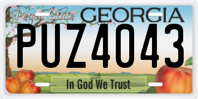 GA license plate PUZ4043