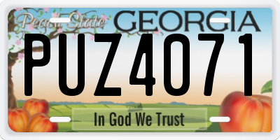 GA license plate PUZ4071