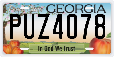 GA license plate PUZ4078