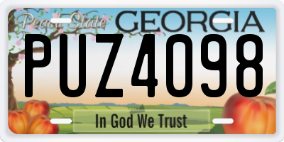 GA license plate PUZ4098
