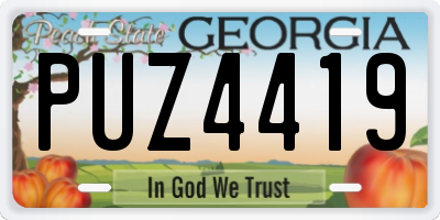 GA license plate PUZ4419
