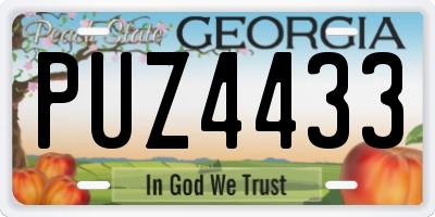 GA license plate PUZ4433