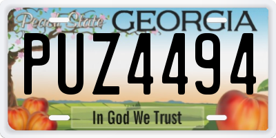 GA license plate PUZ4494
