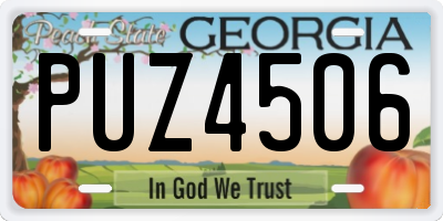 GA license plate PUZ4506