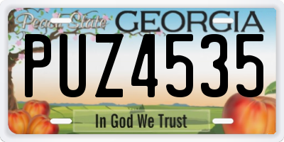 GA license plate PUZ4535