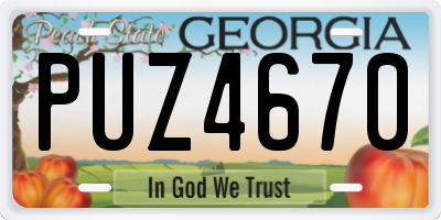 GA license plate PUZ4670