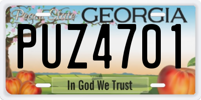 GA license plate PUZ4701