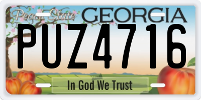 GA license plate PUZ4716