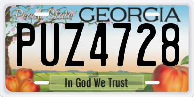 GA license plate PUZ4728