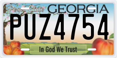 GA license plate PUZ4754