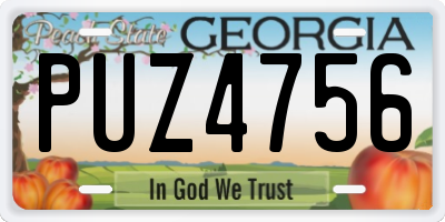 GA license plate PUZ4756