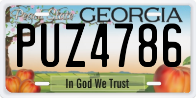 GA license plate PUZ4786