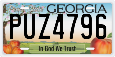 GA license plate PUZ4796