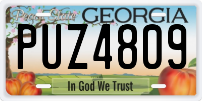 GA license plate PUZ4809