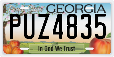 GA license plate PUZ4835