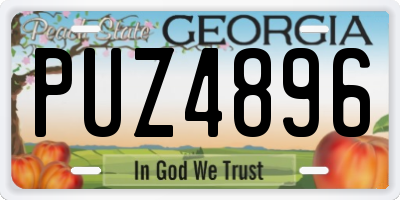 GA license plate PUZ4896