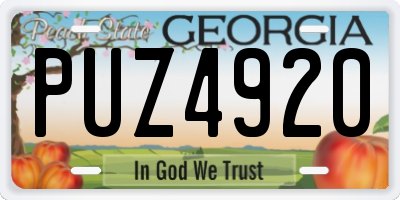 GA license plate PUZ4920