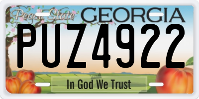 GA license plate PUZ4922