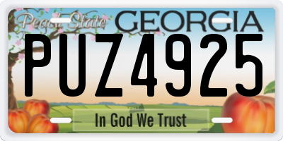 GA license plate PUZ4925