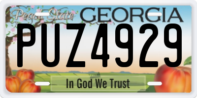 GA license plate PUZ4929