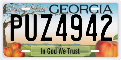 GA license plate PUZ4942