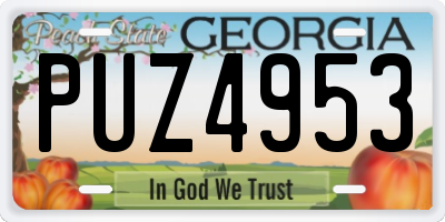 GA license plate PUZ4953