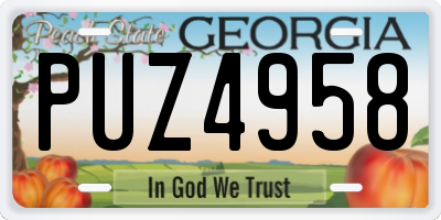 GA license plate PUZ4958
