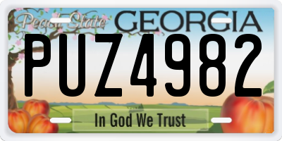 GA license plate PUZ4982