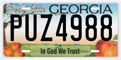 GA license plate PUZ4988