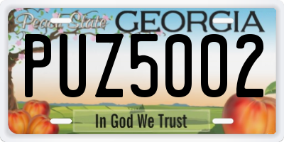 GA license plate PUZ5002