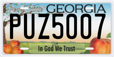 GA license plate PUZ5007