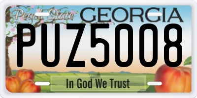 GA license plate PUZ5008