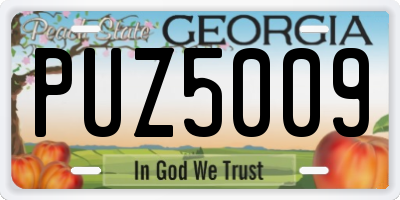 GA license plate PUZ5009