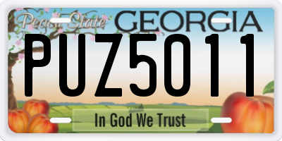 GA license plate PUZ5011