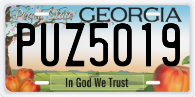 GA license plate PUZ5019