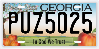 GA license plate PUZ5025