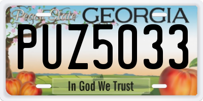 GA license plate PUZ5033