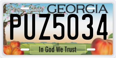 GA license plate PUZ5034